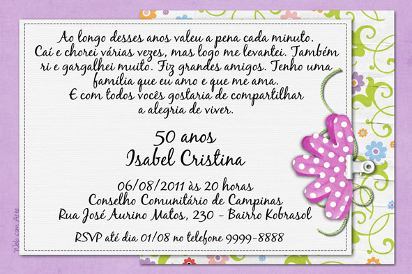 Web Com Arte Convites De Aniversário